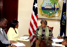 Courtesy call by Dr Moeti on President of Liberia Ellen Johnson Sirlea