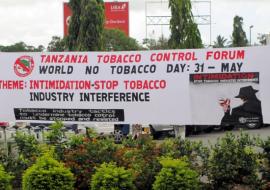 A banner displaying the theme of the day at the Julius Nyerere International Aiport