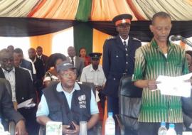 The Acting Minister of Health, Dr. Joseph Katema reading a statement to mark the World Health Day