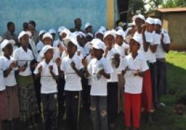 Children singing about the importance of vaccination at the launching of the 2nd AVW 2012, Keffa Zone, SNNPR