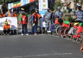 Dr Pierre M'pele opening the mobility race with Athlete Haile Gebreselassie during the GER.