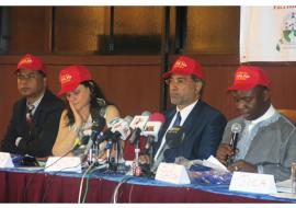 The ED of NPHCDA(right) addressing journalists on 2016 AVW while WR (3rd left) and other dignitaries listen