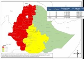 Target zones for the Meningitis A campaigns, 2013-2015, Ethiopia.