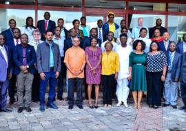 Dr Alemu (4th from left) and management staff at the 2017 annual retreat in Abuja
