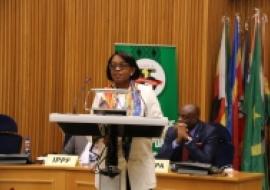 Dr Matshidiso Moeti, WHO Regional Director for Africa delivering her statement at the 18th General Assembly of OAFLA