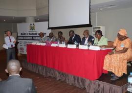 Dr Anders Nordström WHO Representative to Sierra Leone, moderating one of the sessions during the summit