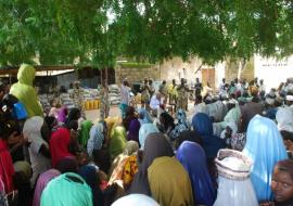 Sensitisation meeting with community members at the District head’s palace, Gwoza LGA in Borno state