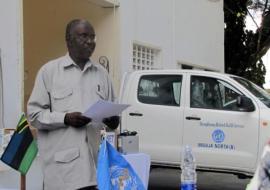 The Minister for Health for Zanzibar, Hon. Juma Duni Hajji, delivering remarks during the ceremony