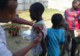 Children during Meningitis C vaccination in Gambella