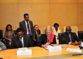 Anneka Knutsson, Head of Development Cooperation (SIDA), signs ‘Accelerating Progress for Maternal and Newborn Health’ programme document