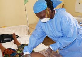 Adiatu Pujeh, nurse at the King Harman Road Hospital, Sierra Leone WHO/S. Gborie