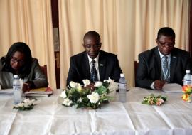 L-R Deputy CMO, Dr Sarian Kamara; Deputy Minister of Health Dr A.B Fofana; WHO Representative Dr Jacob Mufunda