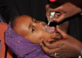 Child receives polio drops at the launch of the 9th SIAs in Warder, Doollo Zone, Somali Region, Ethiopia