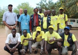 WHO Representative for South Sudan Dr. Abdi Aden with WHO employees in Rumbek