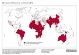 Map showing worldwide distribution of trachoma.