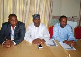 Dr Pascal Mkanda (right), Dr Abdullahi Sulaiman and Dr Audu Idowu at the quarterly review meeting