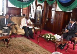 The President of Zanzibar, Dr. Ali Mohamed Shein meeting with Dr Rufaro Chatora and Dr. Ghirmay Andemichael