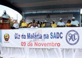 Sua Excelência o Ministro da Saúde de Moçambique, Dr. Alexandre Manguele, discursando por ocasião do Dia da Malária na SADC