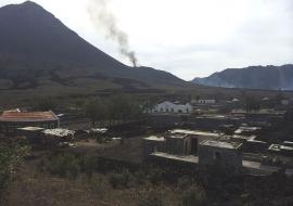 A view of the slowly advancing lava and the extent of the damages caused by it in the community of Chã das Caldeiras