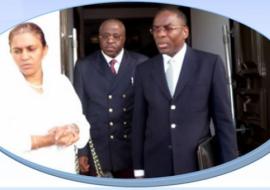 O Director Regional da OMS (à direita), a Ministra-Adjunta e da Saúde (à esquerda) e o Representante da OMS a.i. em Cabo Verde (ao centro)
