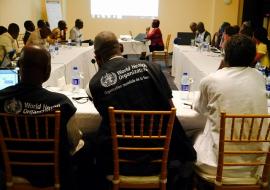 Participants presenting their findings and recommendations to the group in a plenary session.