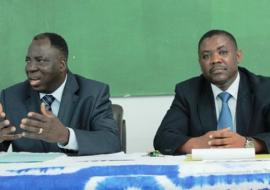 Le Ministre de la santé, le Prof Charles Kondi Agba et le chargé du Bureau de l’OMS, le Dr Elongo Tarcisse