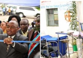 Coupure du ruban symbolique par le Ministre de la Santé Publique en présence des Représentants de l’OMS et de l’UNFPA OMS/Eugène Kabambi
