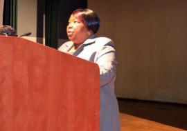 Deputy Minister of Health, Dr. Nthabiseng Makoae presenting her remarks during the celebration 01 Deputy Minister of Health, Dr. Nthabiseng Makoae presenting her remarks during the celebration