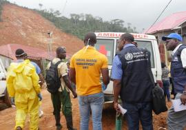 Teams of responding partners at the disaster site