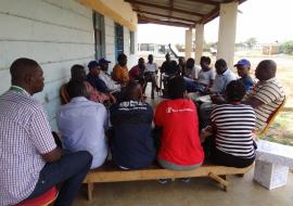 The WHO rapid response team training frontline health workers on malaria diagnosis and treatment. Photo WHO.
