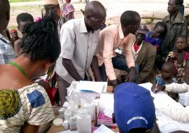The mobile medical team reaching the vulnerable population in Movolo. Photo WHO.