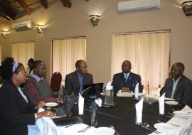 The team of consultants - Ms Zorodzai Machekanyanga, Mr Brine Masvikeni, Dr Mutale Mumba from WHO/IST, Dr Kazoka Antony-WHO Tanzania and Mr Kiptoon Shem- WHO Kenya during the MR IPV Post Introduction Evaluation debriefing meeting at Sibane Hotel in Ezulwini The team of consultants - Ms Zorodzai Machekanyanga, Mr Brine Masvikeni, Dr Mutale Mumba from WHO/IST, Dr Kazoka Antony-WHO Tanzania and Mr Kiptoon Shem- WHO Kenya during the MR IPV Post Introduction Evaluation debriefing meeting at Sibane Hotel in Ezulwini
