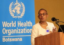 Dr Moeti giving a Public Lecture presentation at the University of Botswana Dr Moeti giving a Public Lecture presentation at the University of Botswana