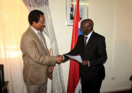 Hon. Ousainou Darboe in receiving credentials from Dr. Desta Tiruneh as new WHO Representative, warmly welcome and assured him of a fruitful collaboration with Government of The Gambia