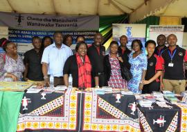 Team in a group photo during the exhibition