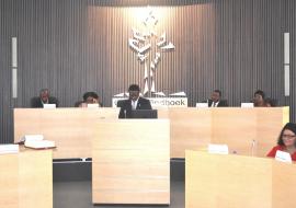 WHO Representative, Dr Charles Sagoe-Moses making his statement at the first City Council Meeting 