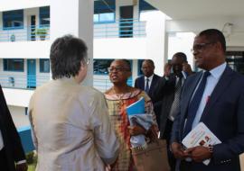 Dr Moeti interacting with UN Resident Coordinator in Ghana, Ms Christine Klock