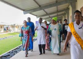 Dr Moeti and her team tour the Health Facility