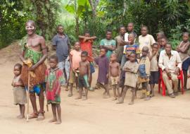 Batwa Chief Ilinga Bopope Lopaka Lomba with his grandchildren and other family members