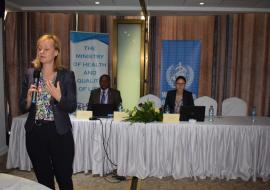 Dr. Ann-Lise Guisse from WHO-Headquarters Geneva facilitating the Societal Dialogue Workshop in Mauritius 