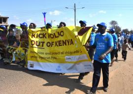Kenyan health workers in a march to create awareness about the need to immunize children against polio Kenyan health workers in a march to create awareness about the need to immunize children against polio
