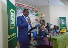 Dr Owen Kaluwa delivering a statement at the function Dr Owen Kaluwa delivering a statement at the function