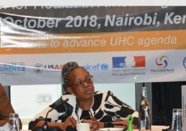 Dr Matshidiso Moeti, WHO Regional Director for Africa chairs the HHA meeting flanked by other partners Dr Matshidiso Moeti, WHO Regional Director for Africa chairs the HHA meeting flanked by other partners