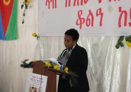 Honorable Minister of Health, Mrs Amina Nurhussein making remarks