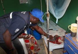 WHE Emergency Manager, Dr. Collins Owili at a Mubi Cholera Treatment Centre during the outbreak in Adamawa state - June 2018 WHE Emergency Manager, Dr. Collins Owili at a Mubi Cholera Treatment Centre during the outbreak in Adamawa state - June 2018