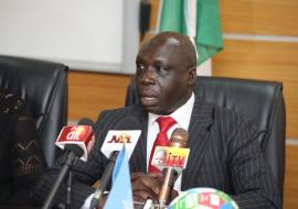 Dr Clement Peter Lugala addressing the press on World Cancer Day _Image credits_WHO NG Dr Clement Peter Lugala addressing the press on World Cancer Day _Image credits_WHO NG