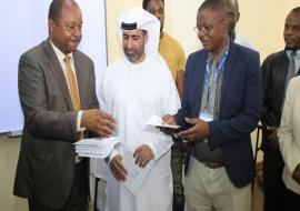 Minister of Health and Child Care, Dr Obadiah Moyo, the Deputy Minister of International Relations for UAE, and Dr Munongo with the Strategy Minister of Health and Child Care, Dr Obadiah Moyo, the Deputy Minister of International Relations for UAE, and Dr Munongo with the Strategy
