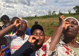 Villagers from Chimanimani taking the oral cholera vaccine
