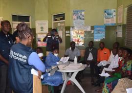 Dr Moeti (WHO Branded Jacket) observes immunization at Bwera Hopsital, Kasese district Dr Moeti (WHO Branded Jacket) observes immunization at Bwera Hopsital, Kasese district