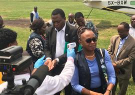 Dr Moeti at a border crossing in Uganda Dr Moeti at a border crossing in Uganda